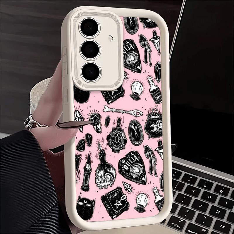 Handyhülle für Samsung Galaxy S26 S25 Ultra S24 FE Rosa Stil Totenkopf Hexe Schale S23 Plus S22 + S21 S20 5G Weiches Silikon Funda