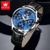 OLEVS Belt Perpetual Calendar Multi-function Moon Phase Mechanical Watch with Night Light for Men's Watch, Men's Timepiece