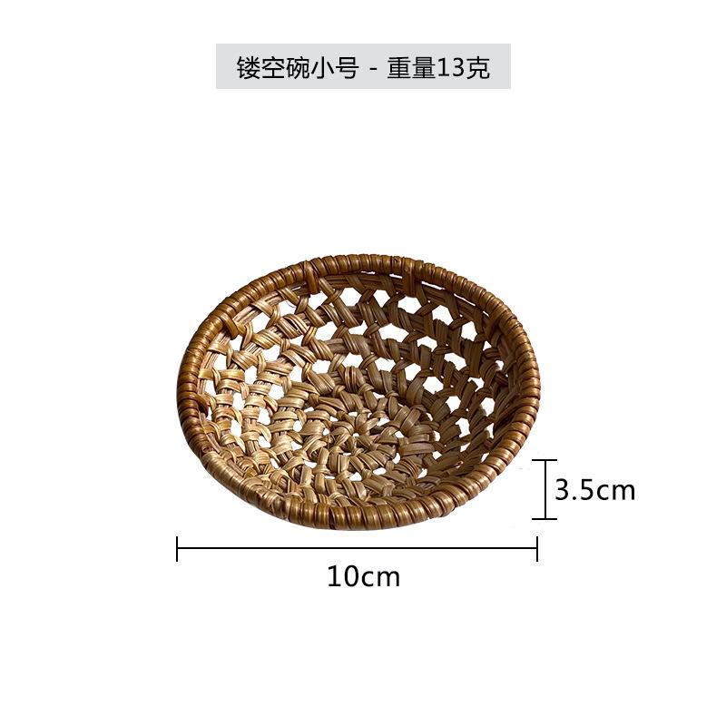 Rattan Woven Tray Convenience Store Handmade Round Basket Food Craft Rattan Tray for Food Fruit Storage Breadbasket Organizer