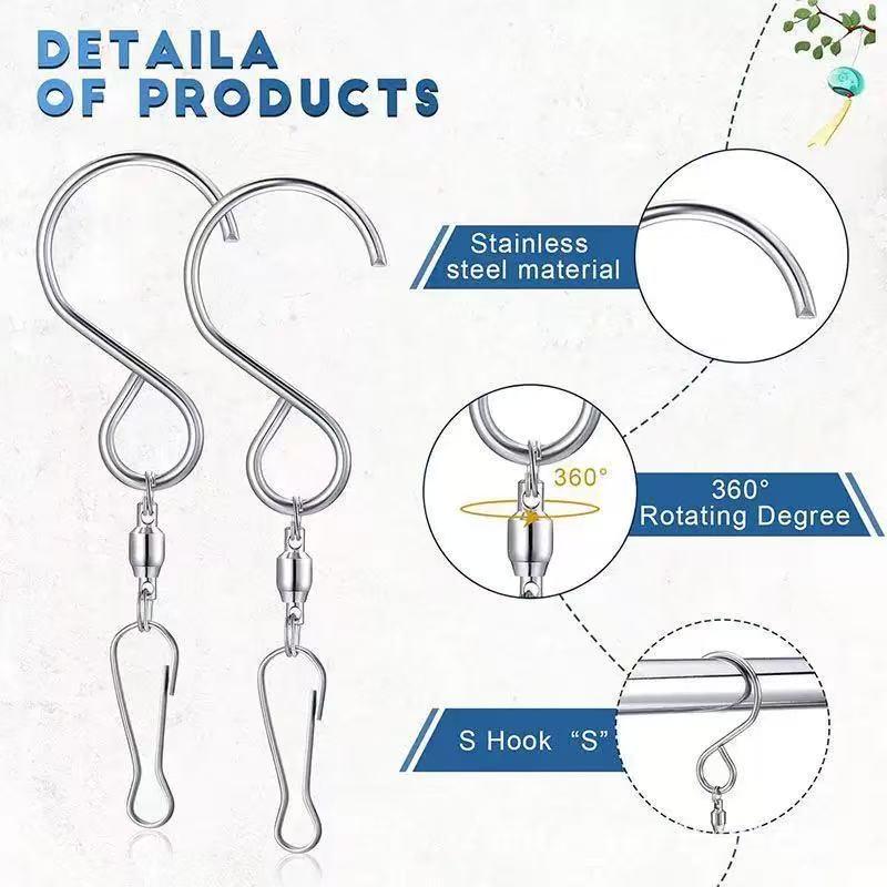 S-Type 360° Rotating Stainless Steel Hook for Outdoor Decor