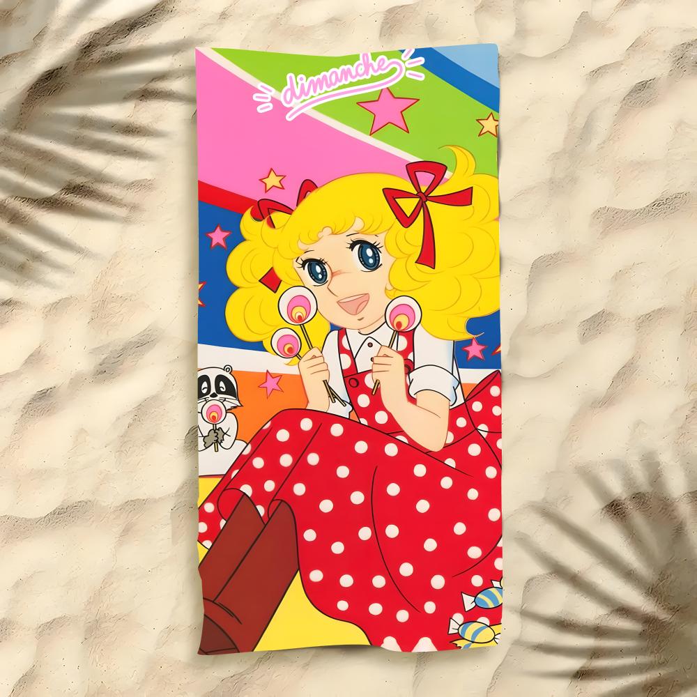 Anime Candy Candy Towel Polyester Beach Towel Quick Dry Sand Free Bath Towel for Summer Pool Travel Vacation