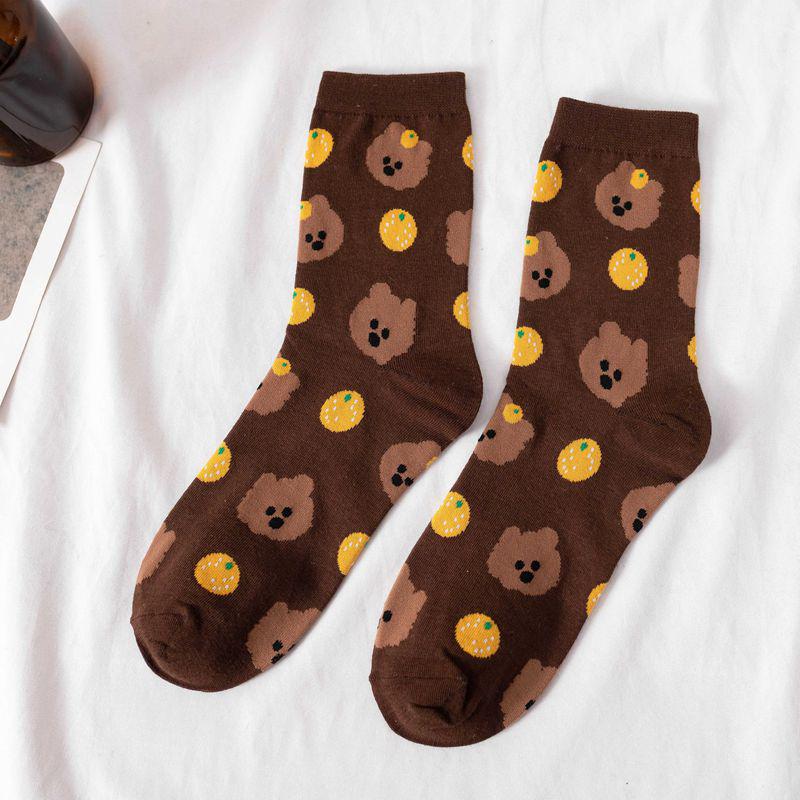 Four Seasons Cute Animal Mid-Calf Socks - Korean & Japanese Style for Women and Girls