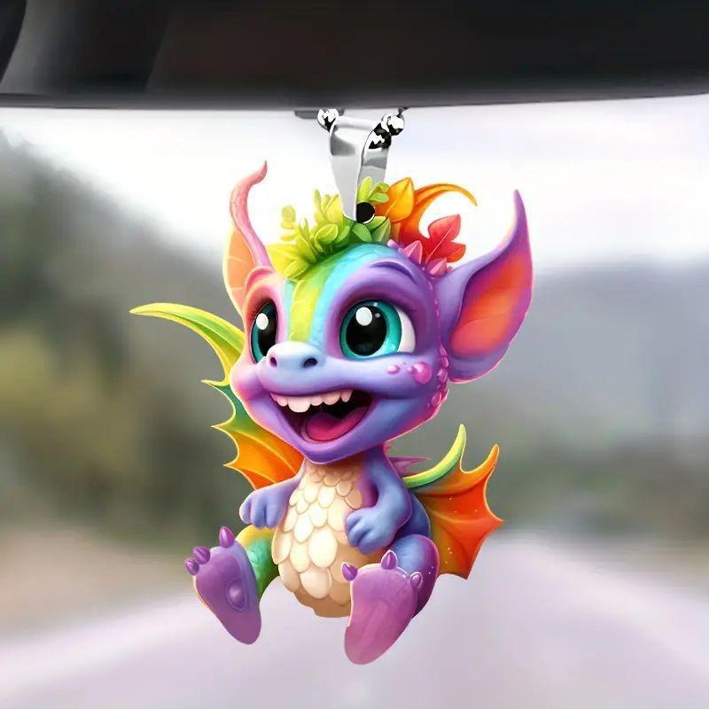 Cartoon Colorful Acrylic Rearview Mirror Decorative Pendant For Car Accessory Interior