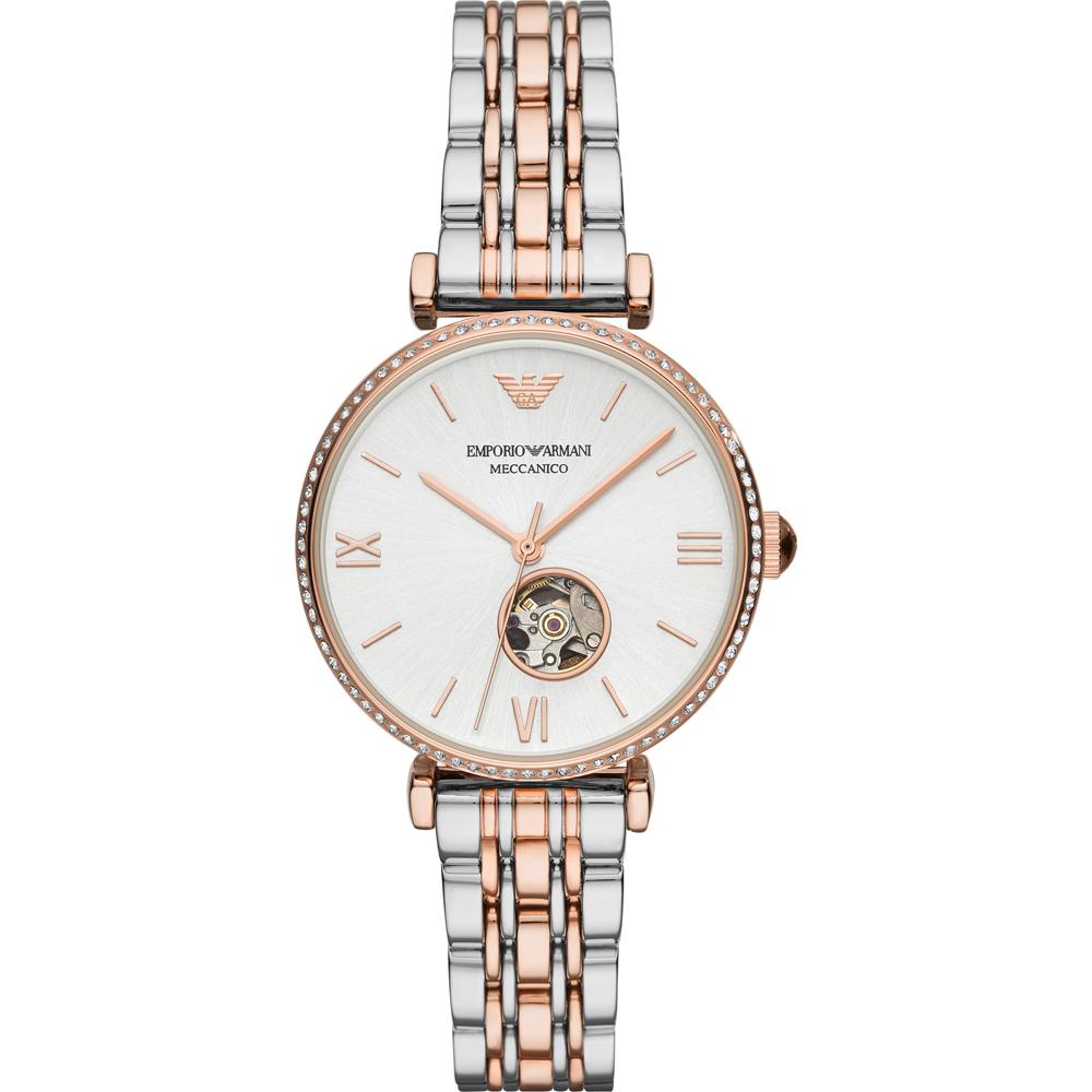 

Emporio Armani Gianni T-Bar Silver Metal Bicolor Rose Women s Mechanical Automatic AR60019 серебряный
