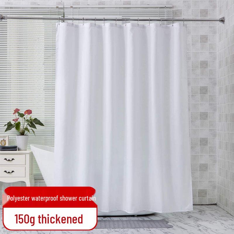 Thickened Solid Color Waterproof and Mildew-proof Polyester Shower Curtain