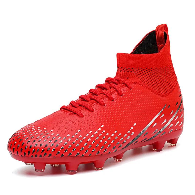 Rote Herren Fußballschuhe Outdoor Training Fußballplatz Stollen Mann Schnürung Anti-Rutsch Herren Fußballschuhe Society botas de futbol