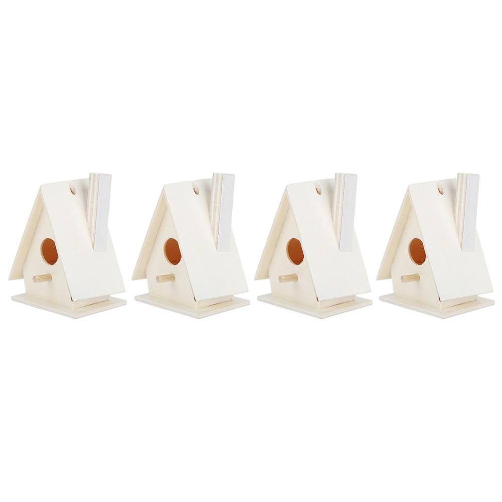 4Pcs Outdoor Hanging Wooden Bird House Nests Nesting Cage Garden Decoration Ornament