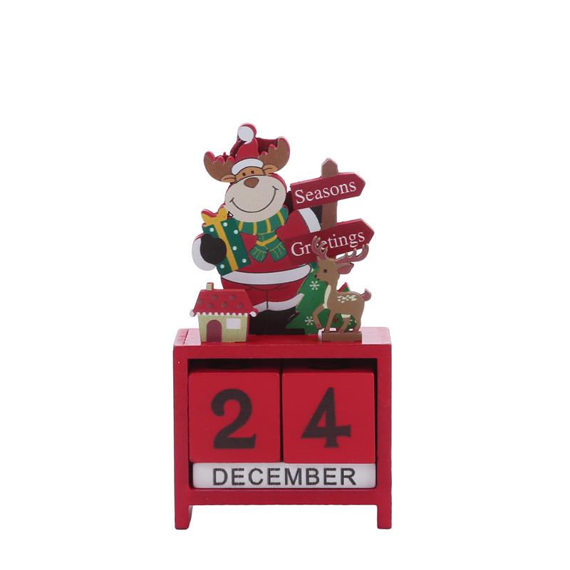 

Creative Wood Desktop Perpetual Calendar Ornament Blocks for Christmas Tree Pendant Decor and Office Desk Present 16cm