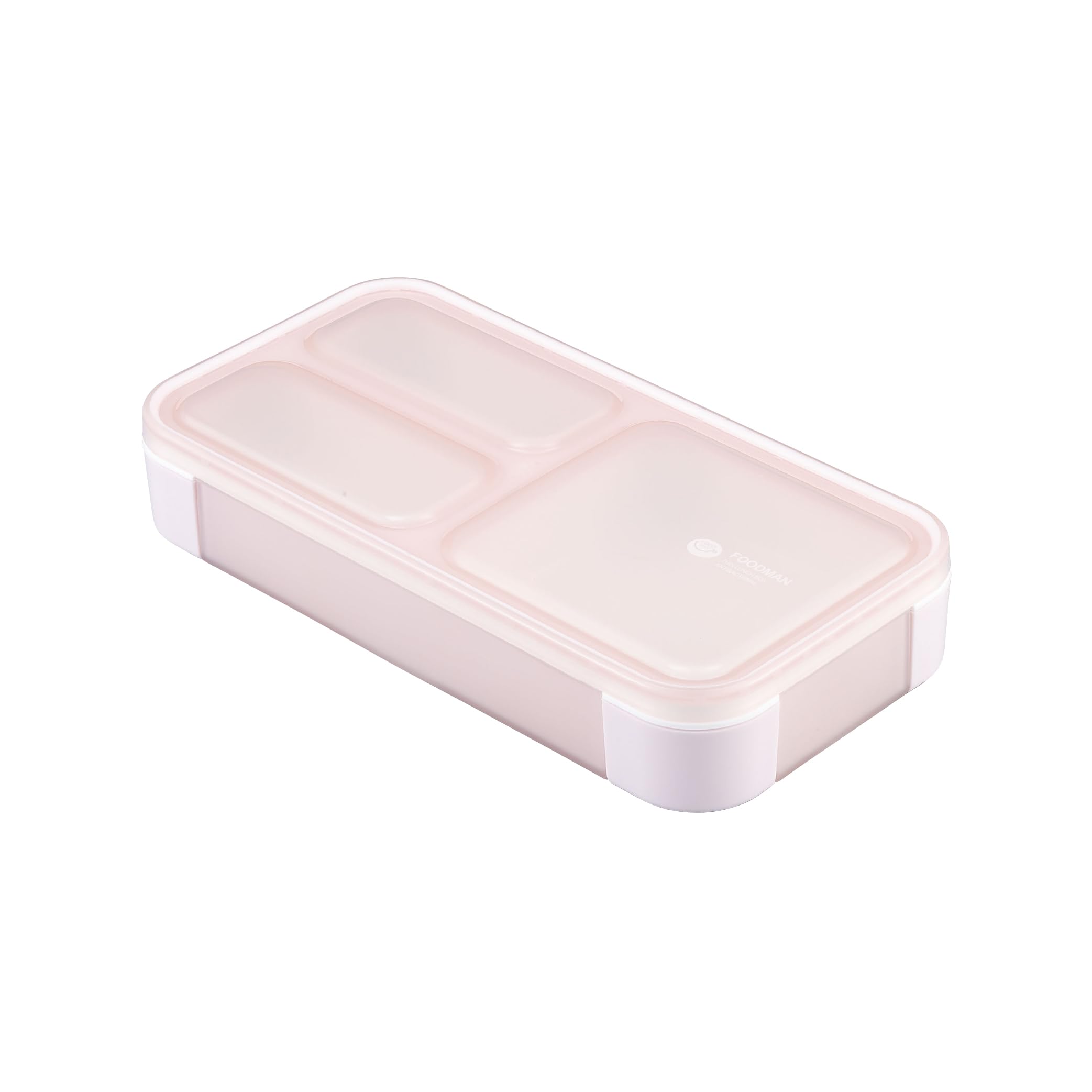 

Foodman Bento Box, Slim, Portable, Stands Upright, 400ml Capacity, Light Pink, Secures with 4-Point Locking, Double Sealing for Leak-Resistant