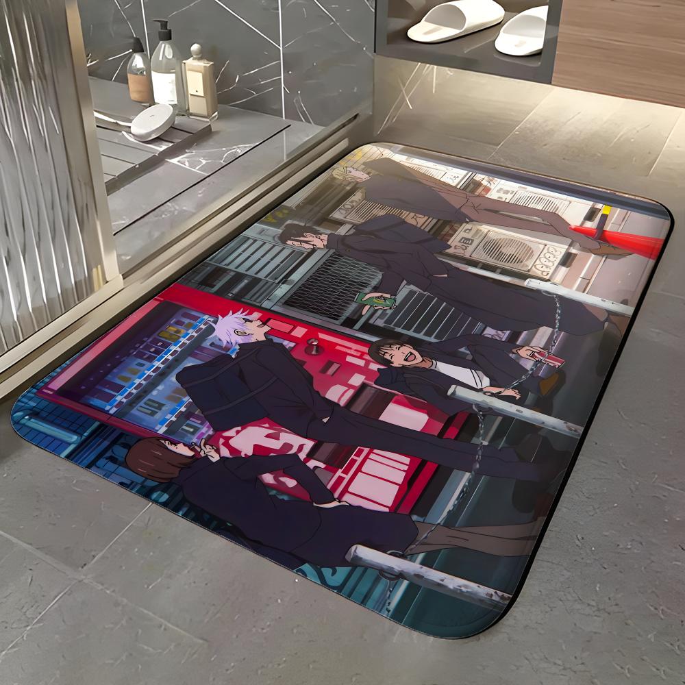 Anime J-Jujutsu Kaisen Floor Mat Soft Flannel Entrance Door Mat Non Slip Absorbent Bathroom Bedroom Floor Rug