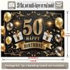 2D flach, 1 Stück elegantes 50. Geburtstag Party Hintergrundbanner - gold und schwarz Polyester Wanddekoration mit Ballons,