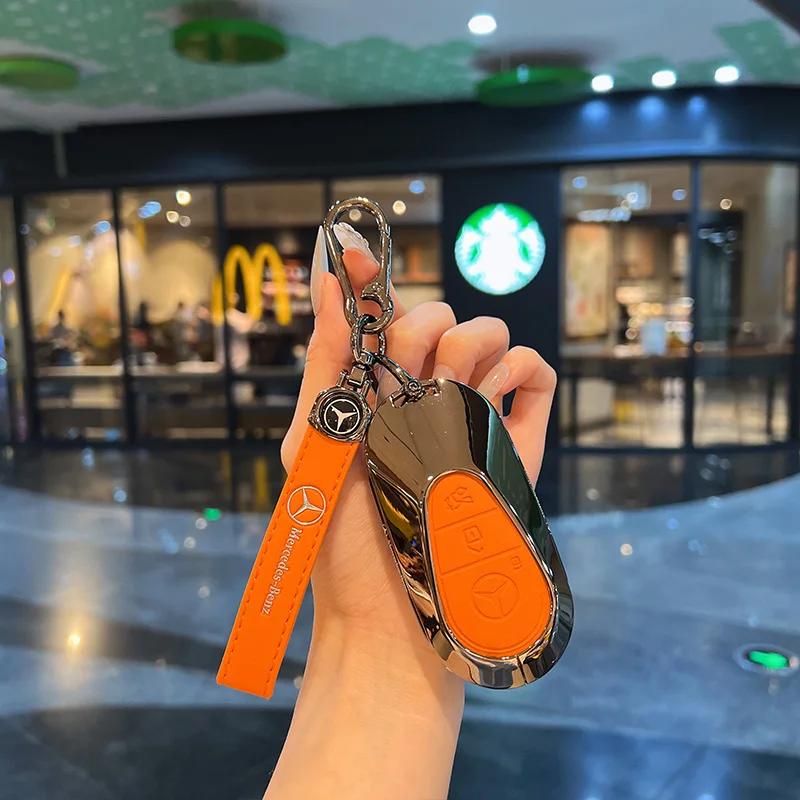 Key Case Cover Car Accessories Fob Protector for Mercedes Benz S400L S450/S500 MaybachS480 Keychain Holder Keyring Shell qi1