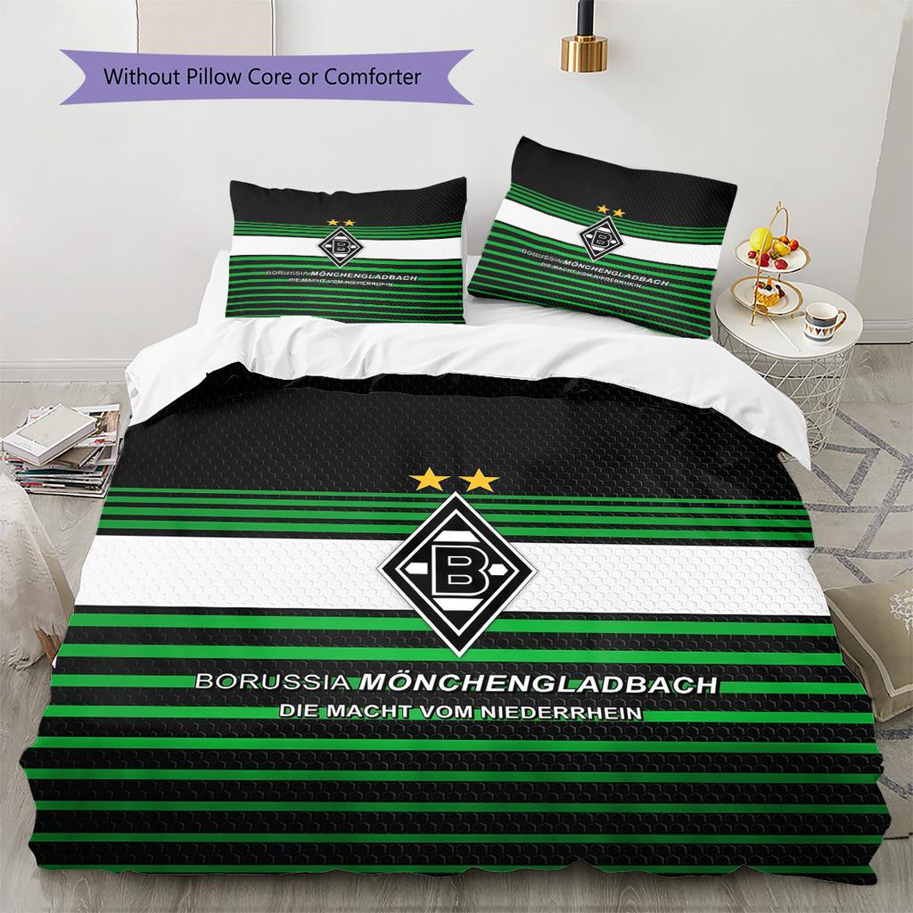 Borussia Mönchengladbach Pattern Bedding Quilt Set  Home Decoration  Gift (1 * duvet cover + 2 * pillowcase  without core).xwn