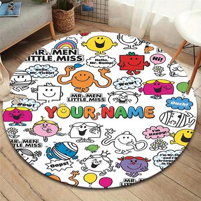 Monsieur. Tapis rond personnalisé pour homme Little Miss, Tapis pour salon, chambre à coucher, canapé, salle de jeux, Tapis de sol antidérapant