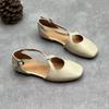 Johnature Handmade Genuine Leather Shallow Buckle Strap Sandals Versatile Soft Cowhide Women's Flat Shoes