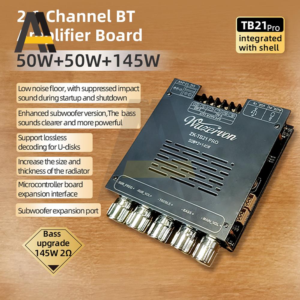ZK-TB21 PRO 2.1 Channel Subwoofer Bluetooth Amplifier Board 50W+50W+145W TPA3116D2 Chip for Home Audio System