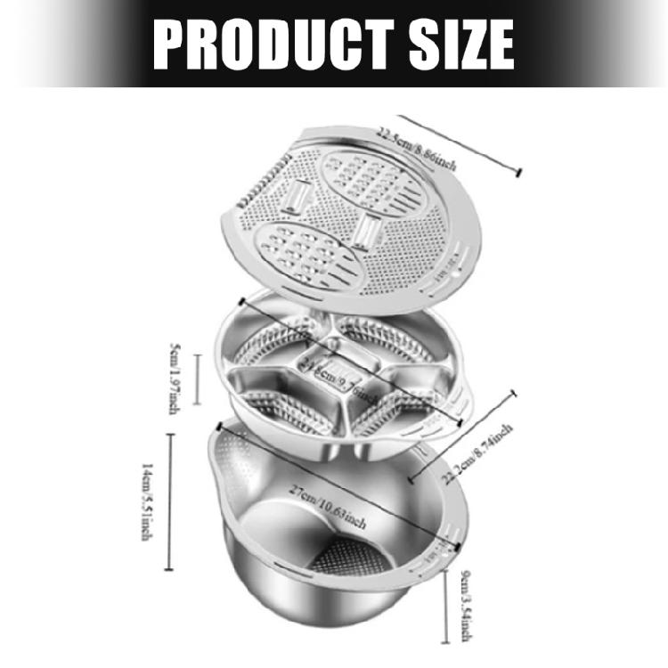 Rustless Steel Colander Mixing Bowl Kitchen Strainer Basket Rice Washer Fruit Vegetable Drainer Quick Draining