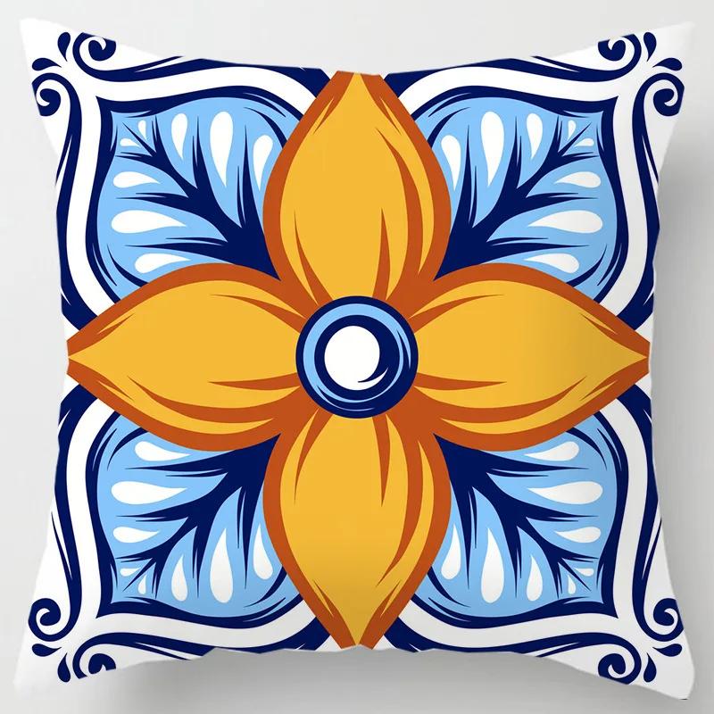 Colorful national floral antique porcelain print Pillowcase Comfortable sofa car Seat cushion cover Bohemian Hippie home decor