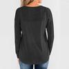 Women Loose Color Knit Buttons Casual Long Sleeve Sweatshirts Tops