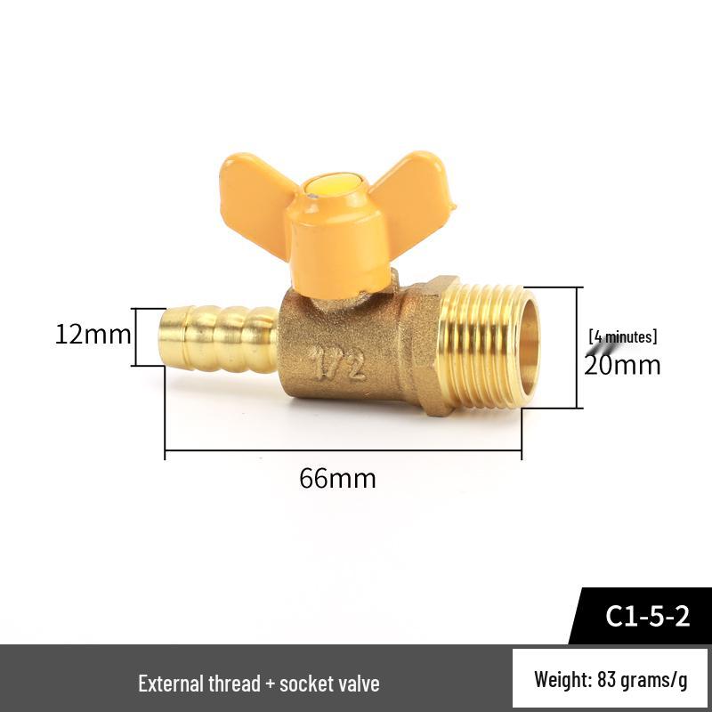 Brass Pagoda Nozzle Ball Valve with Internal/External Thread and Long/Butterfly Handle for Water Pipe Connection.