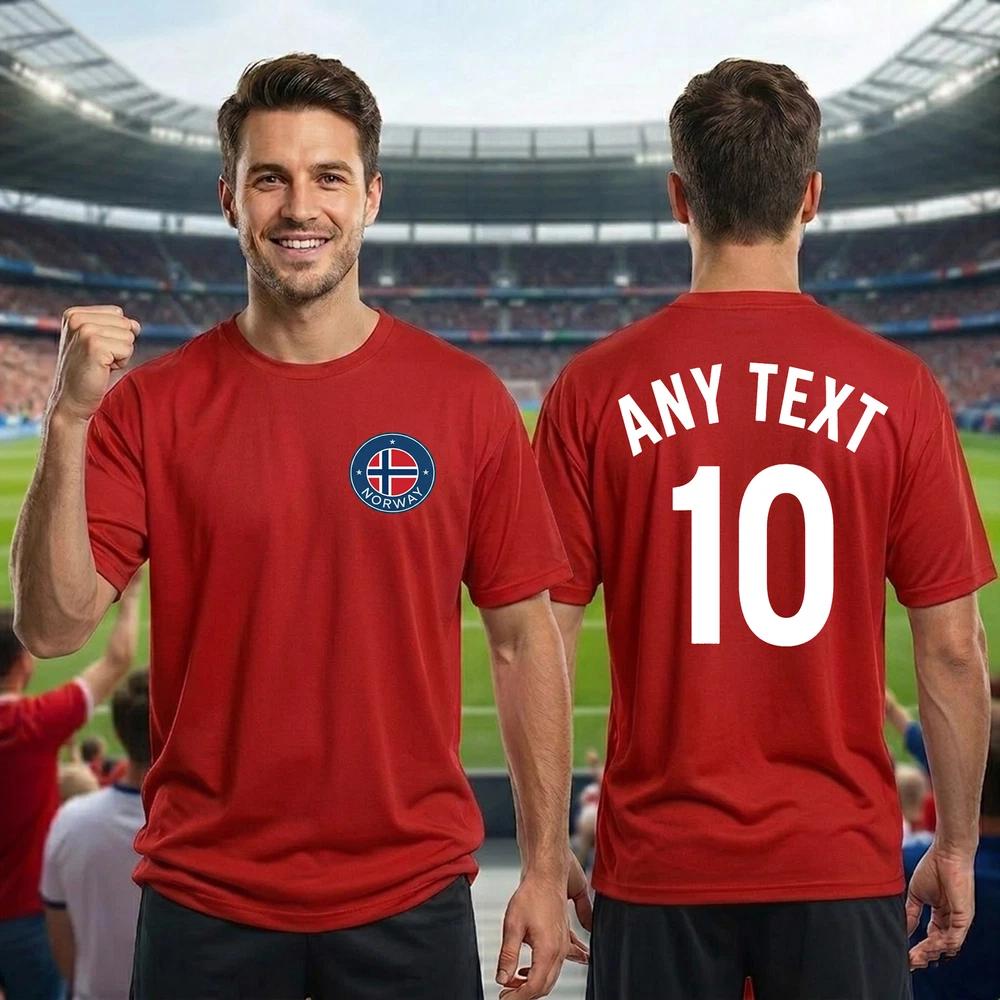 Norway Flag Personalised T Shirt Custom Name and Number Football Tee 2XL