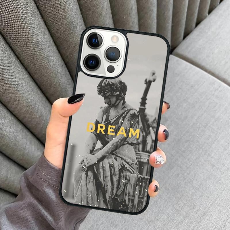 Plaster Statue Sculpture Quotes Phone Case For iPhone 17 Air 16 16e 15 13 14 Pro Max 11 12 Plus 2022 MAX Cover Coque