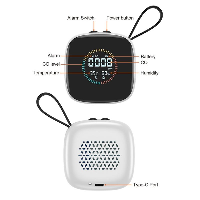Easy Carry CO Detectors Three Monitoring System 144H 85dB Hearable Alerts Digital Display for Indoor Outdoor Safety