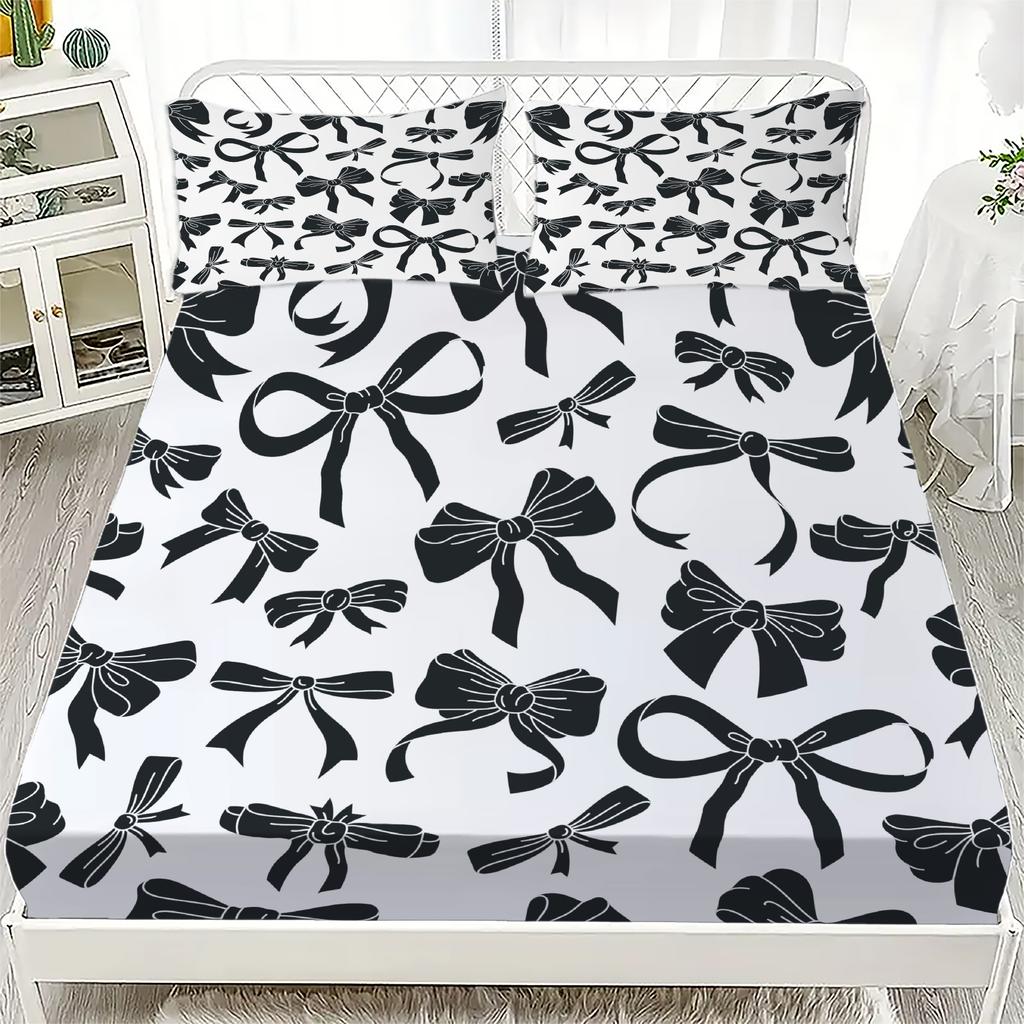 2/3pcs Bowknot Personalized Fitted Sheet Set Bowknot Personalized Bedding Set Comfortable Skin Friendly Cute Style 180x220cm