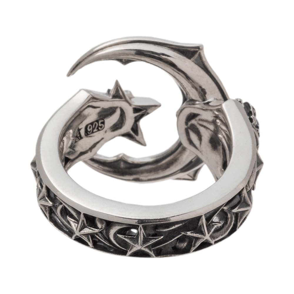 Artemis Kings Crescent Moon Free Size Silver Brand Silver 925 Ring, (AKR0071), Men's Accessory, Jewelry, Ring,
