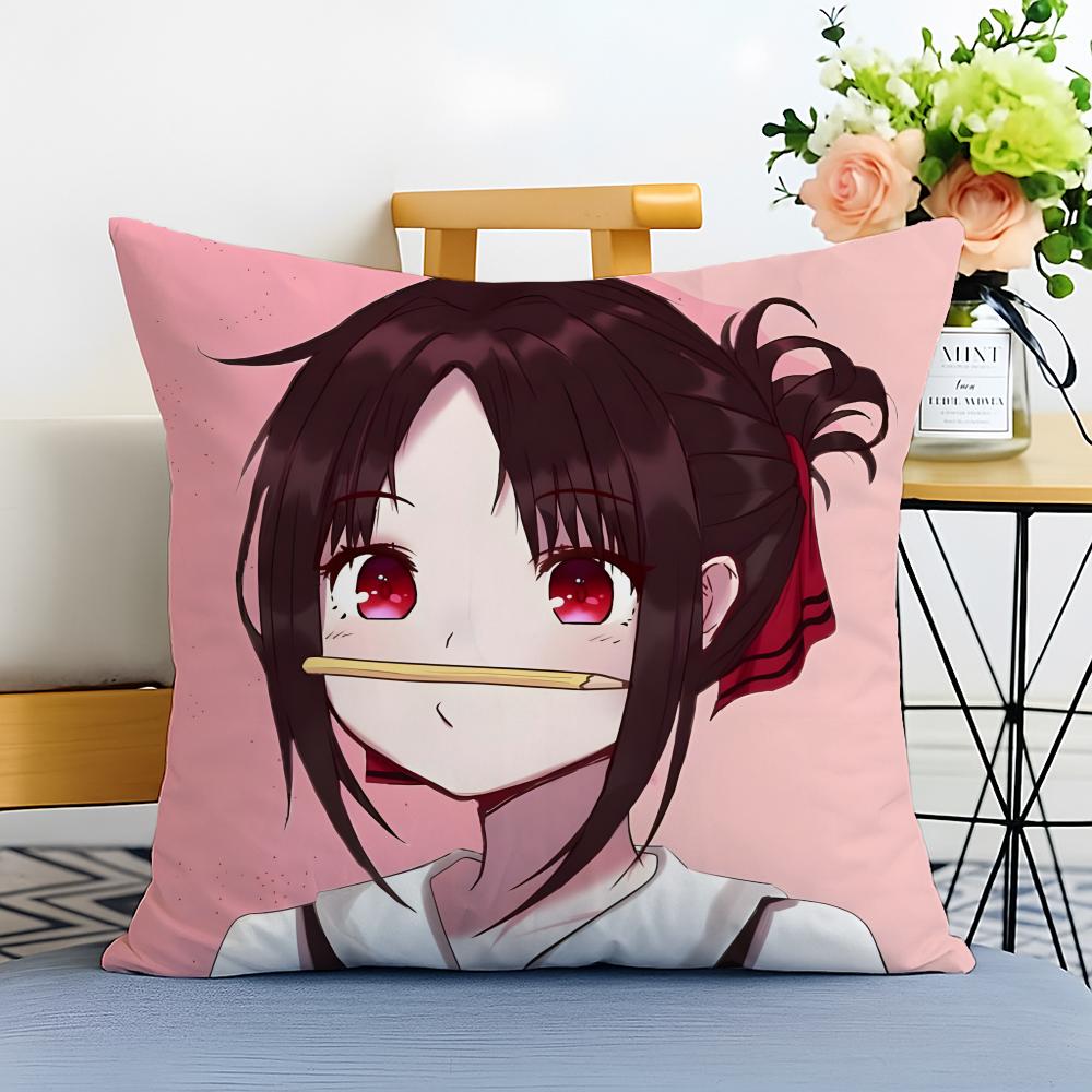 KKaguya sama Love is War Cushion Cover Washable Linen Pillowcase Soft  for Sofa Bed Cozy Home Room Decor
