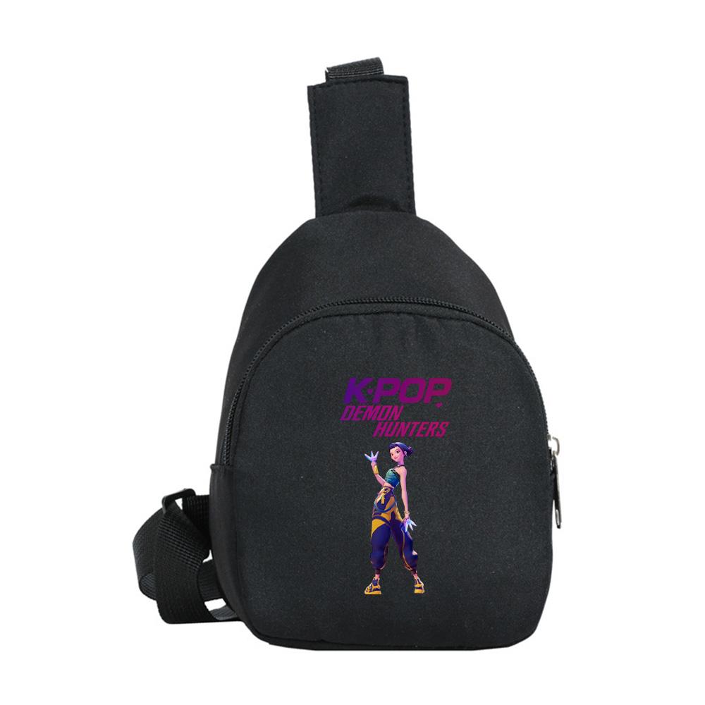 Anime Cartoon K-Pop Demon Hunters Printed Kawaii Chest Pack for Boy Girl Shoulder Bag Student Portable Crossbody Pouch Kid Gift