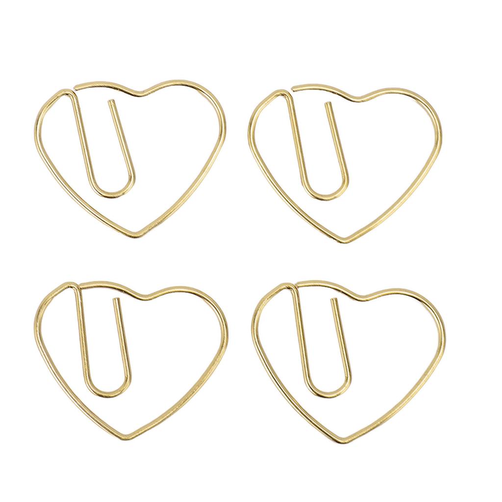 100Pcs Heart Shaped Paper Clips Iron Decorative Paperclips Set with Transparent Box for   School Household
