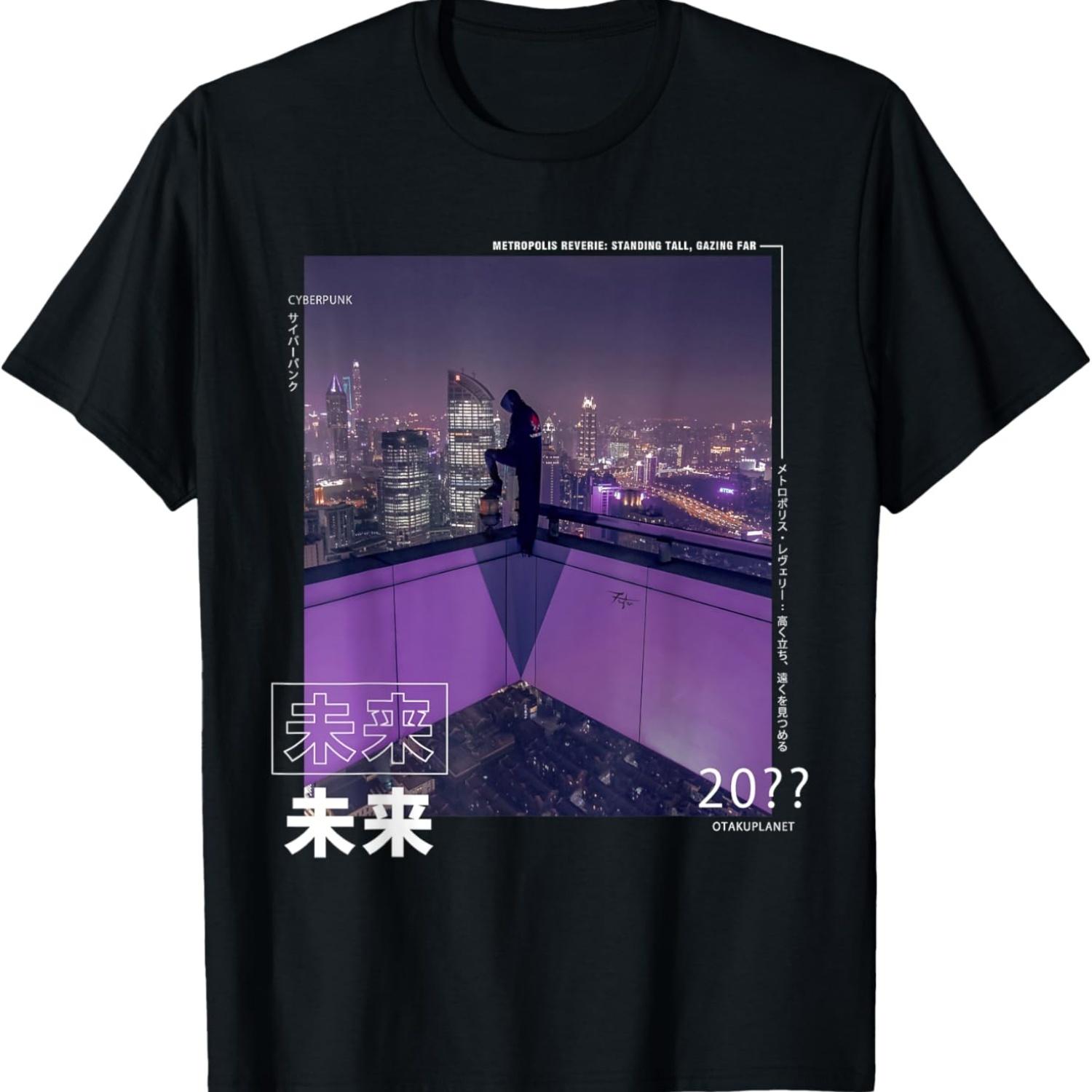 Cyberpunk skyscraper in Japanese streetwear vaporwave style T-Shirt S чёрный