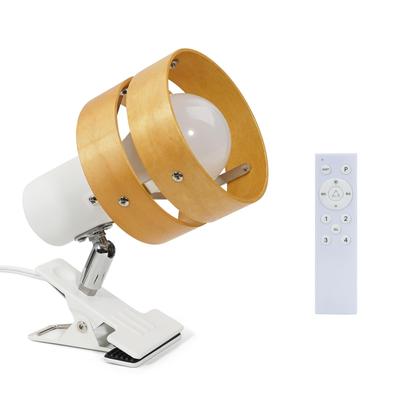 Aiwode Wood-Tone Wooden Circle Clip Light, Dimmable, E26 Bulb Compatible, 360-Degree Rotation, Switch, Remote Control, High-Quality Dimmable and