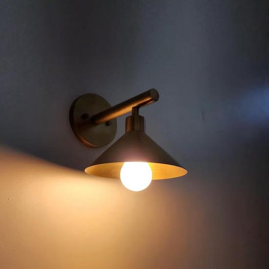 Handcrafted Cone‑Shade Brass Wall Sconce – Modern Minimal Light