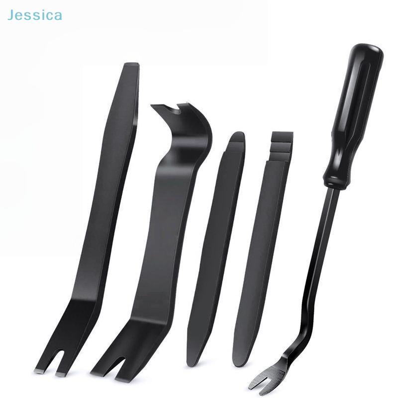 5Pcs No Scratch Plastic Pry Tool Car Trim Removal Tool Kit Interior Door Panel Clip Fastener Removal Set For Vehicle