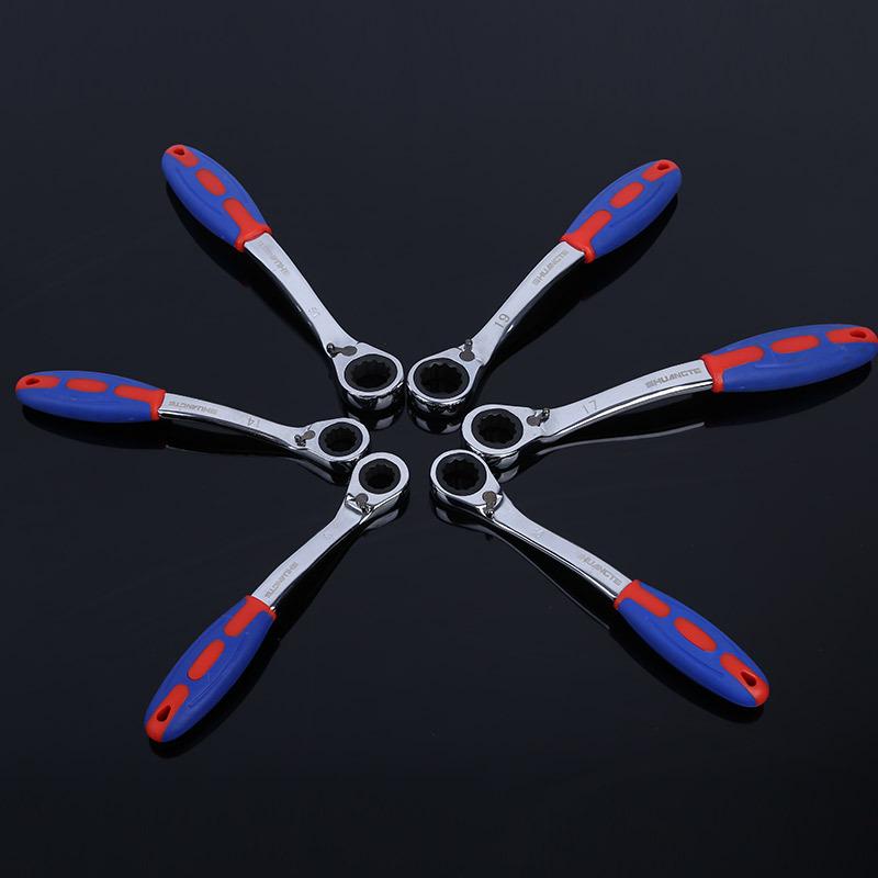 Plastic Handle Dual-Use Multi-Spec Ratchet Wrench for Household Tools Plastic Handle Bi-Directional Ratchet 8#