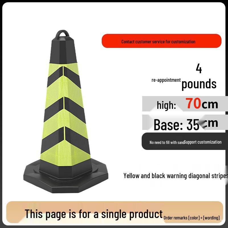 Reflective 90cm Rubber-Plastic Safety Cone with Ice Cream Handle for Road and Construction Use