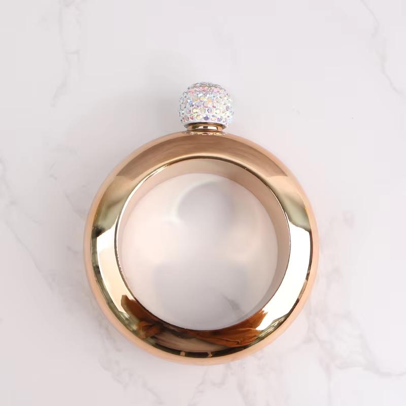 2pc 100ml Unique Bracelet-Shaped Wine Pot Light Pink Square Mini Flask Set For Whiskey Brandy Portable Liquor Container