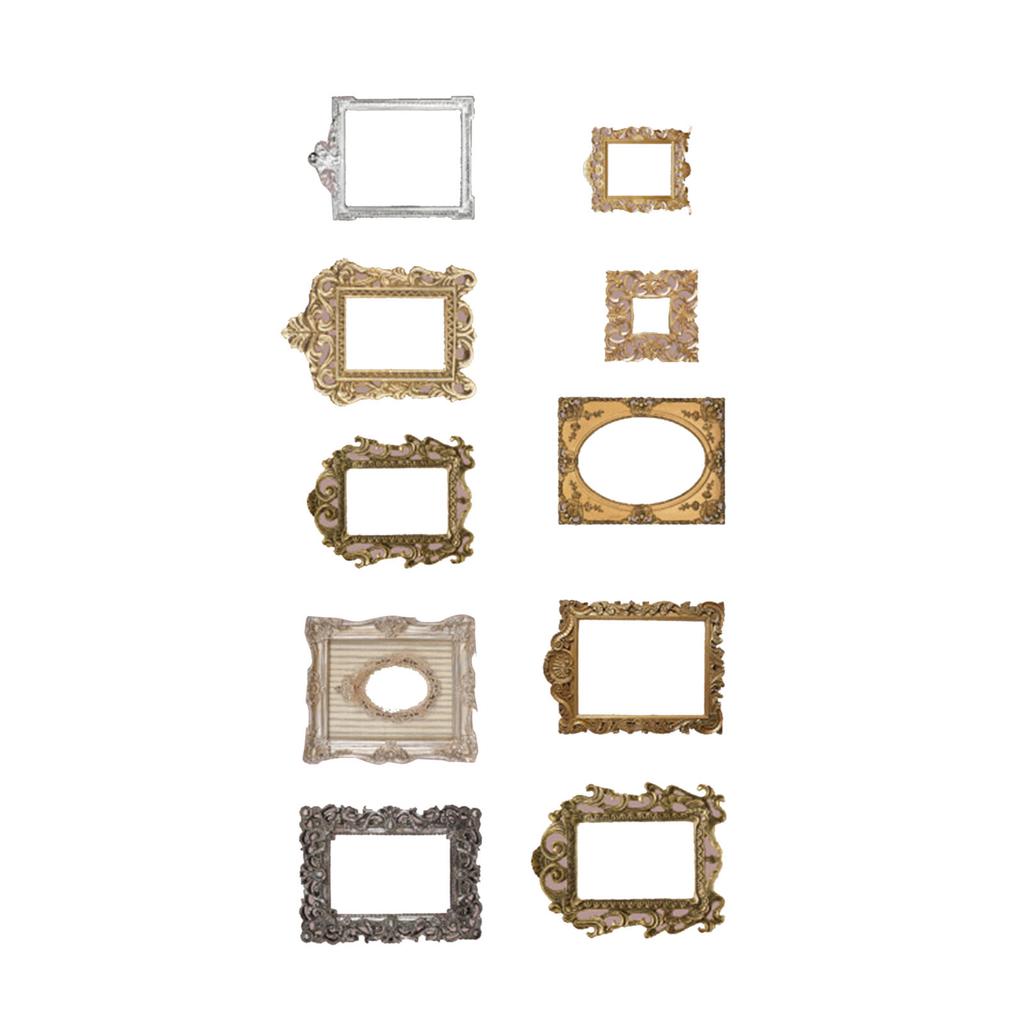 20 Pieces Decoration Stickers Retro Mirror Frame PET Decals for Handcrafts Scrapbooking Photo Album