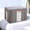 Large Capacity Foldable Storage Box, Cotton Linen Organizer with Steel Frame for Home Quilts and Clothes