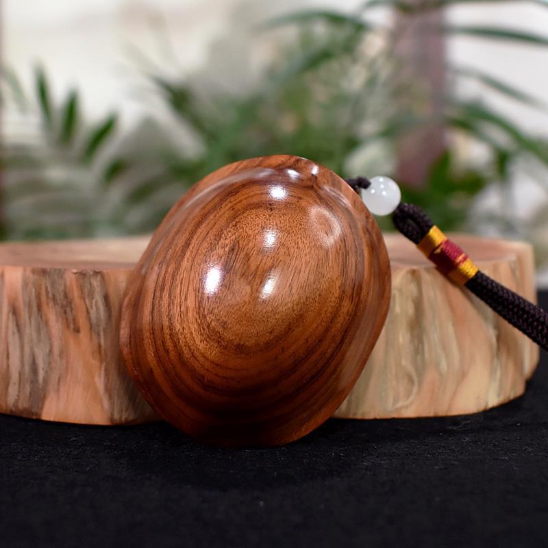 Laos Yellow Rosewood Turtle Shell Pendant with Black Cord