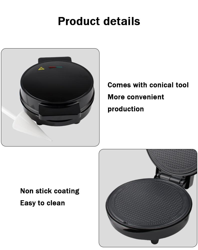 Elektrische Eierrollenmaschine DIY Eistütenmaschine Knusprige Omelettform Sandwich-Eisen Crêpe-Backform Waffelpfanne Pfannkuchen-Grillofen