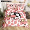 Milk Cow Duvet Cover King Queen Size Cute Cartoon Cows Bedding Set for Kids Farmhouse Rustic Animal 2/3pcs Polyester Quilt Cover