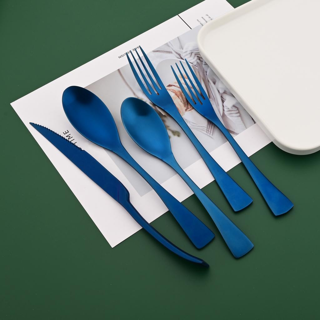 5PCS Service for 1 Matte Black Dinnerware Cutlery Set with Steak Knife Family Eating Utensils 18/10 Stainless Steel Flatware Silverware