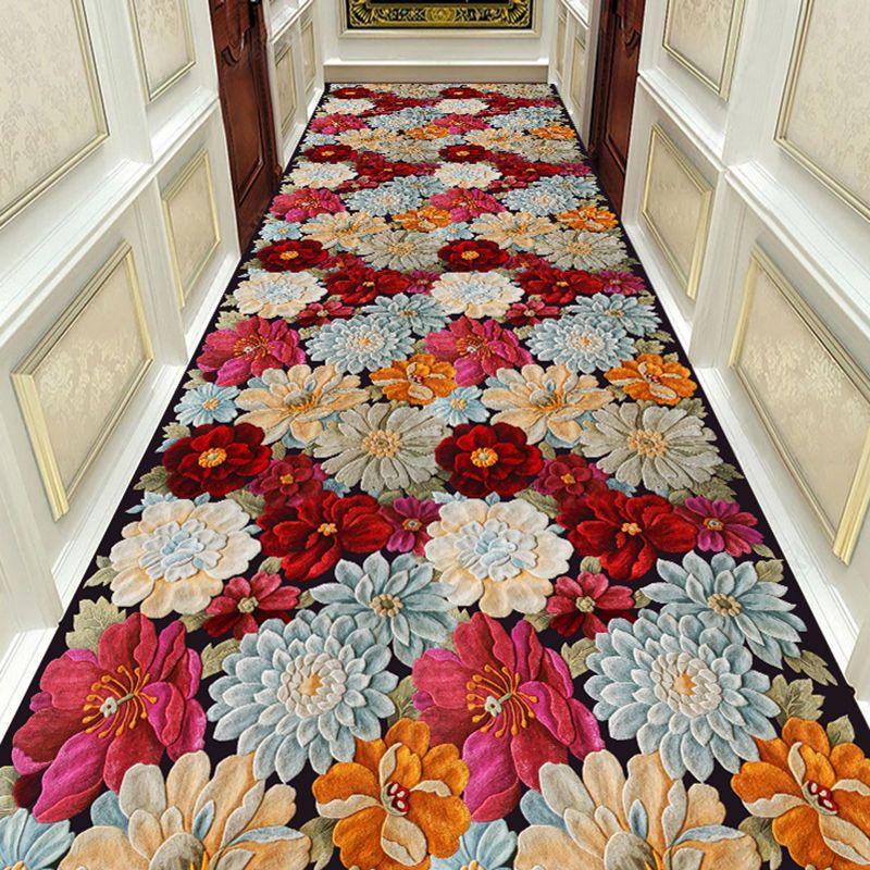 Autumn Style Long Lobby Carpet Fresh Green Grass Pattern Stairway Hallway Home Corridor Carpet Aisle Party Wedding Red Area Rugs