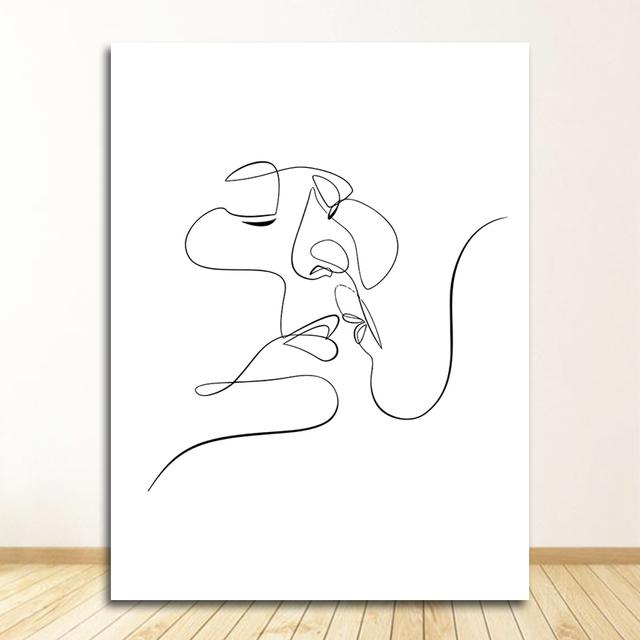 Painting Wall Pictures For Living Room Decor Abstract Kiss Line Body Art Prints Nordic S And Prints Wall Art Canvas