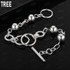 925 Sterling Silver Ring Bead Side Chain Beautiful Bracelet Gift Jewelry
