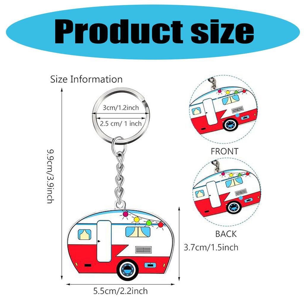 Modischer doppelseitiger Metall-Campinganhänger-Schlüsselanhänger-Charm-Anhänger-Accessoire für Camping-Paare, Camper, Enthusiasten