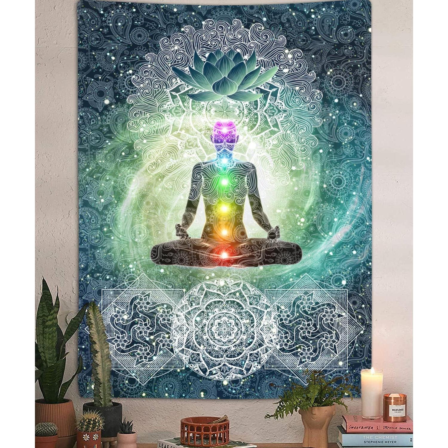 Tapestry Chakra vertical chakra yoga meditation 75x100